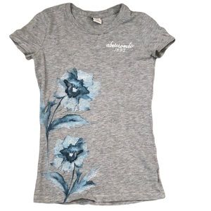 Vintage Abercrombie Kid’s gray floral short sleeve tee shirt top size large y2k